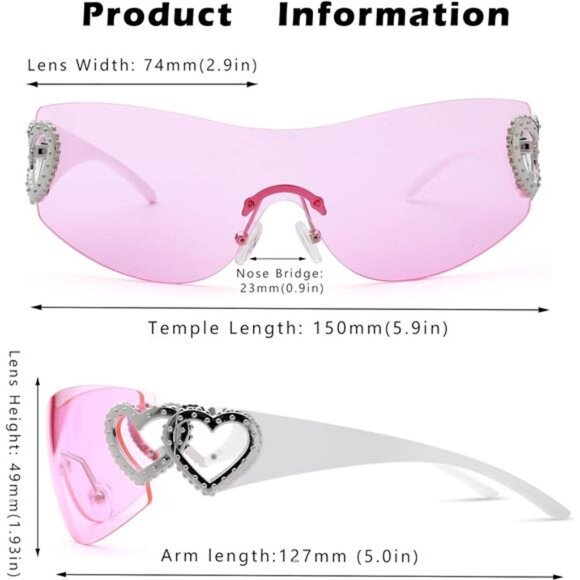 Rimless Sunglasses Womens Oversized Fashion Frameless Glasses UV400